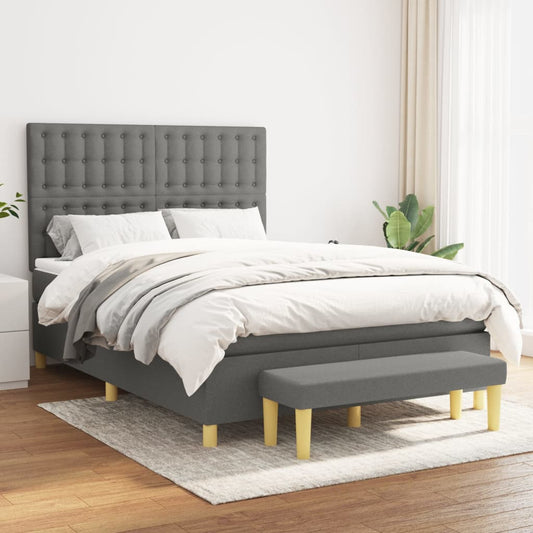 Boxspring posteľ s matracom tmavosivá 140x200 cm látka