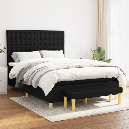 Posteľný rám boxspring s matracom čierny 140x200 cm látka