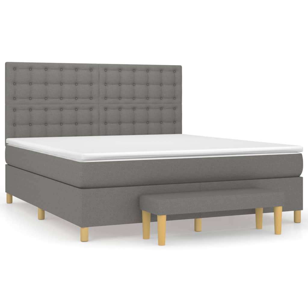Boxspring posteľ s matracom tmavosivá 160x200 cm látka