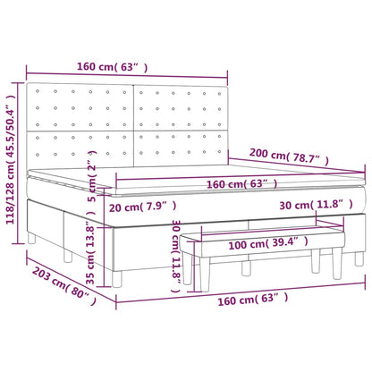 Boxspring posteľ s matracom tmavosivá 160x200 cm látka