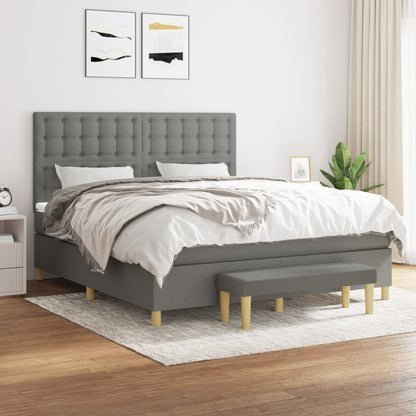 Boxspring posteľ s matracom tmavosivá 160x200 cm látka