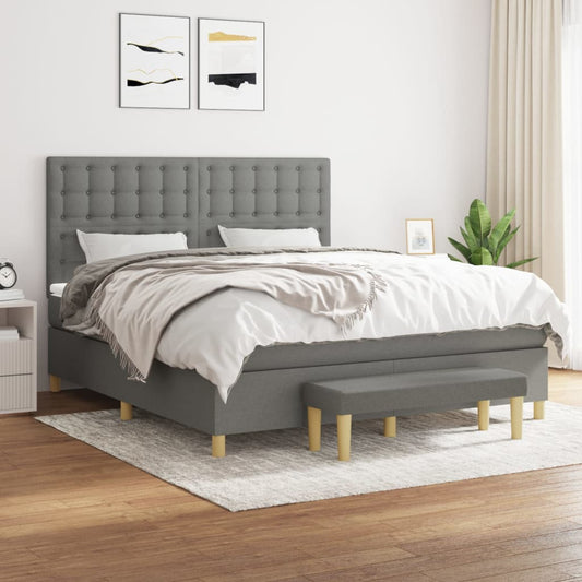 Boxspring posteľ s matracom tmavosivá 160x200 cm látka
