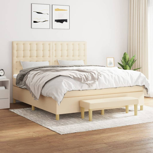 Posteľný rám boxspring s matracom krémový 160x200 cm látka