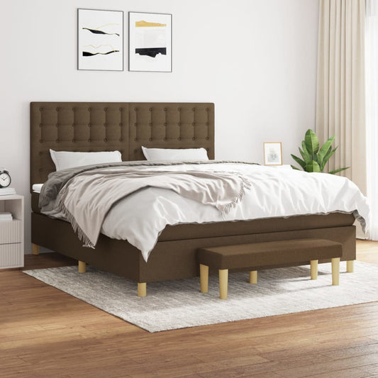 Boxspring posteľ s matracom tmavohnedá 180x200 cm látka