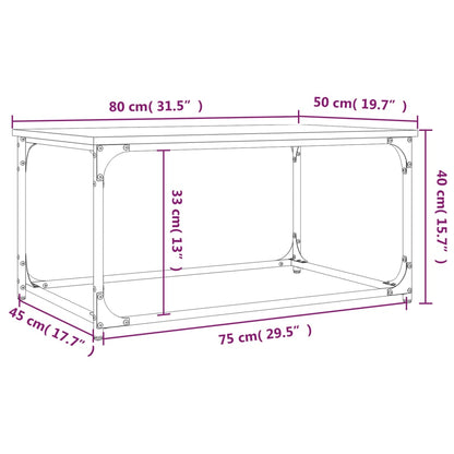 Konferenčný stolík hnedý dub 80x50x40 cm sprac. drevo a železo