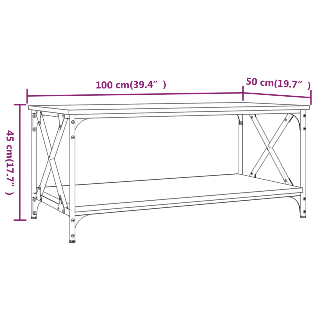 Konferenčný stolík čierny 100x50x45cm spracované drevo a železo
