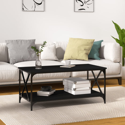 Konferenčný stolík čierny 100x50x45cm spracované drevo a železo