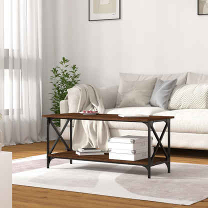 Konferenčný stolík hnedý dub 100x45x45 cm sprac. drevo a železo