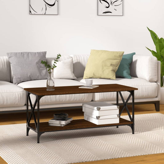 Konferenčný stolík hnedý dub 100x45x45 cm sprac. drevo a železo