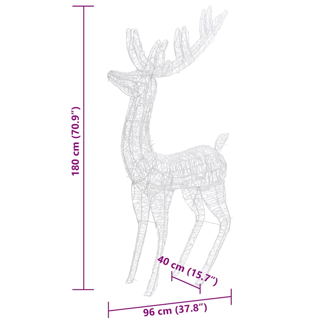 Xxl Akrylové Vianočné Soby 250 Led 3 Ks 180 Cm Teplé Biele Teplá Biela