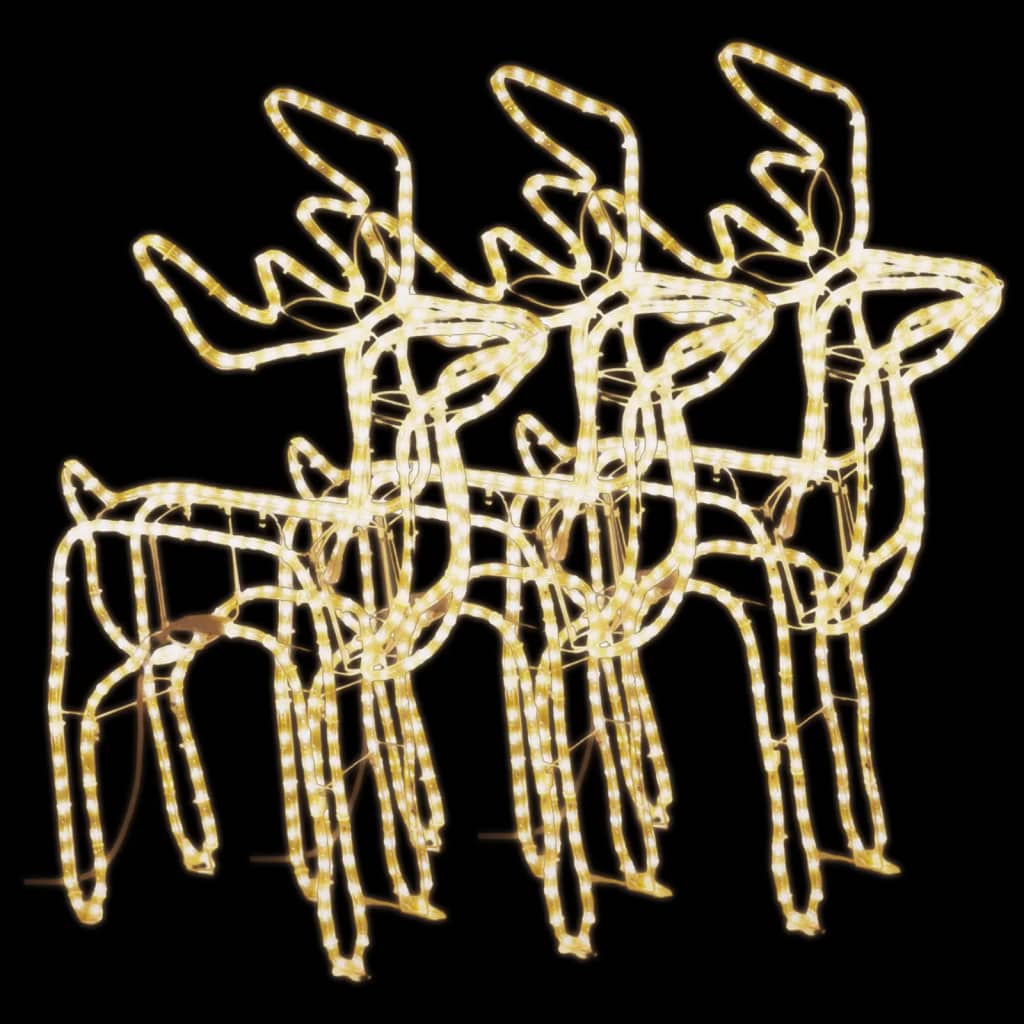 Siluety Vianočných Sobov 3 Ks Teplé Biele 76X42X87 Cm