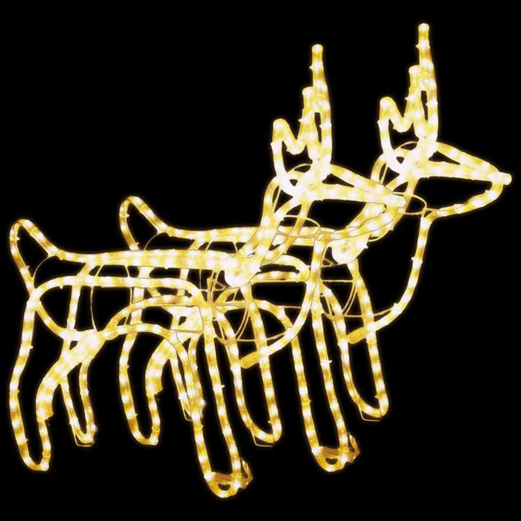 Siluety Vianočných Sobov 2 Ks Teplé Biele 60X30X60 Cm