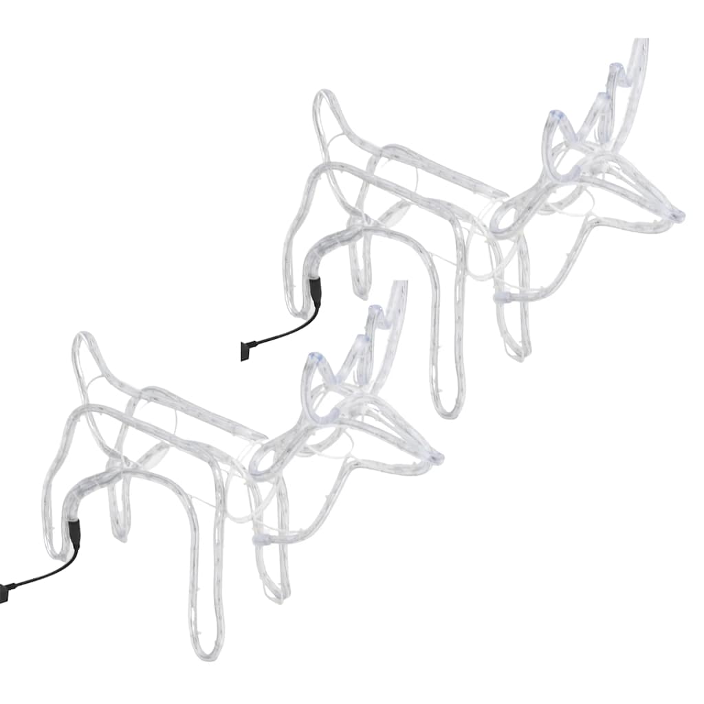 Siluety Vianočných Sobov 2 Ks Teplé Biele 60X30X60 Cm