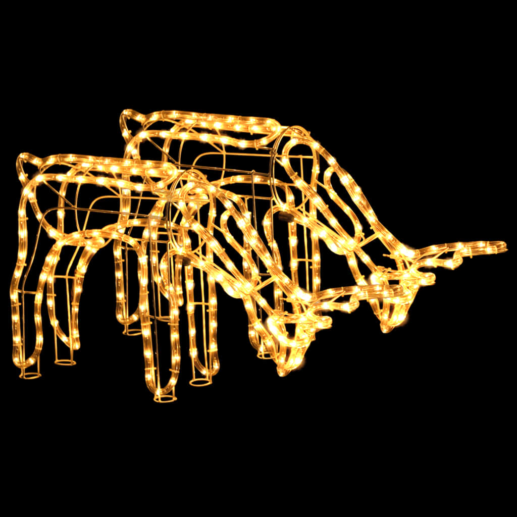 Siluety Vianočných Sobov 2 Ks Teplé Biele 73X31X45 Cm