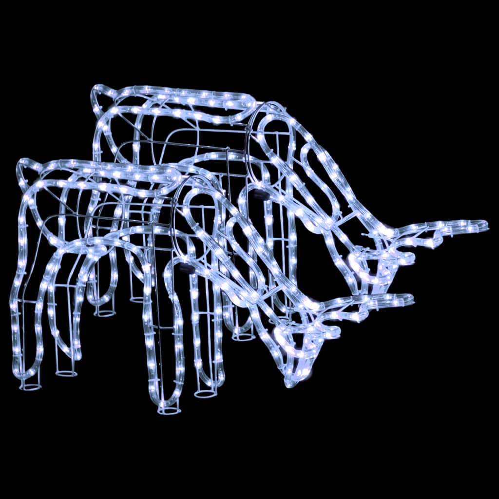 Siluety Vianočných Sobov 2 Ks Studené Biele 73X31X45 Cm