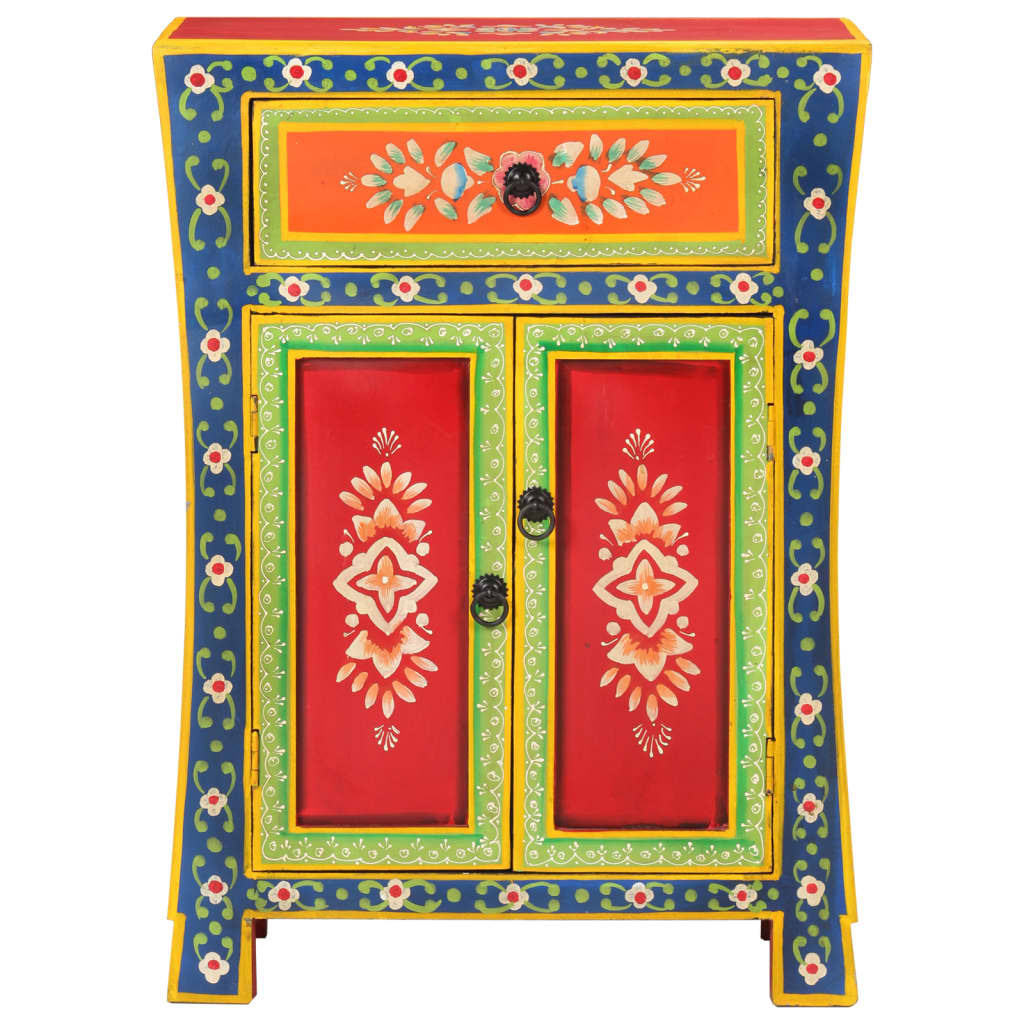 Ručne Maľovaná Komoda 54X30X74Cm Mangovníkový Masív