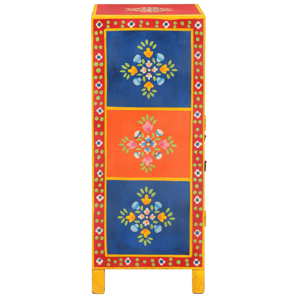 Ručne Maľovaná Komoda 54X30X74Cm Mangovníkový Masív