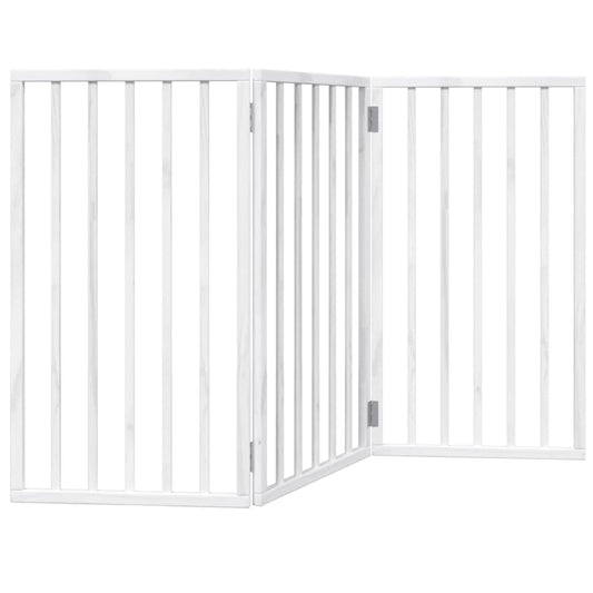 Brána pre psa skladacia 3 panely biela 150 cm topoľové drevo