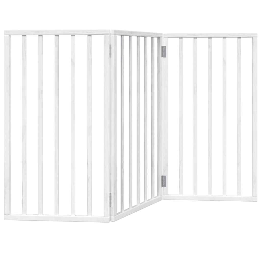 Brána pre psa skladacia 3 panely biela 150 cm topoľové drevo