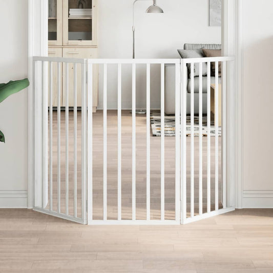 Brána pre psa skladacia 3 panely biela 150 cm topoľové drevo