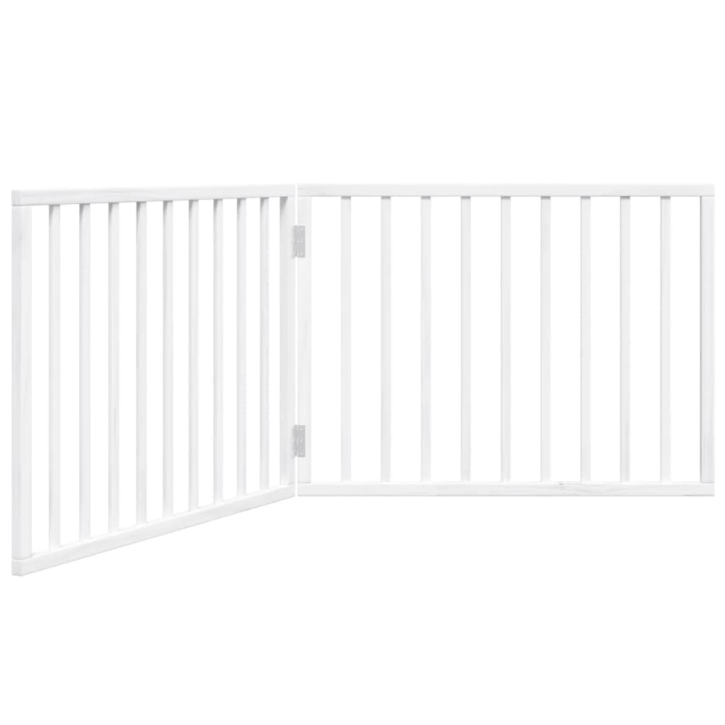 Brána pre psa skladacia 2 panely biela 160 cm topoľové drevo