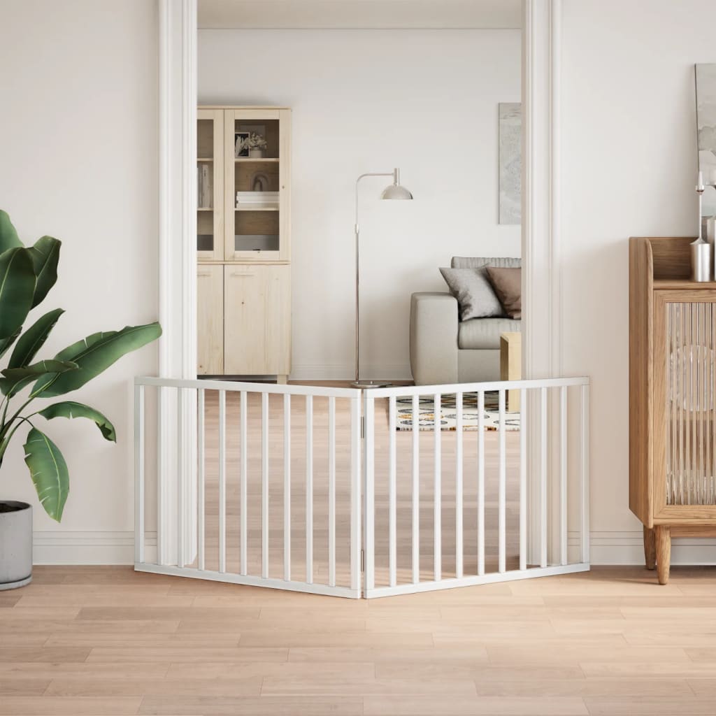 Brána pre psa skladacia 2 panely biela 160 cm topoľové drevo