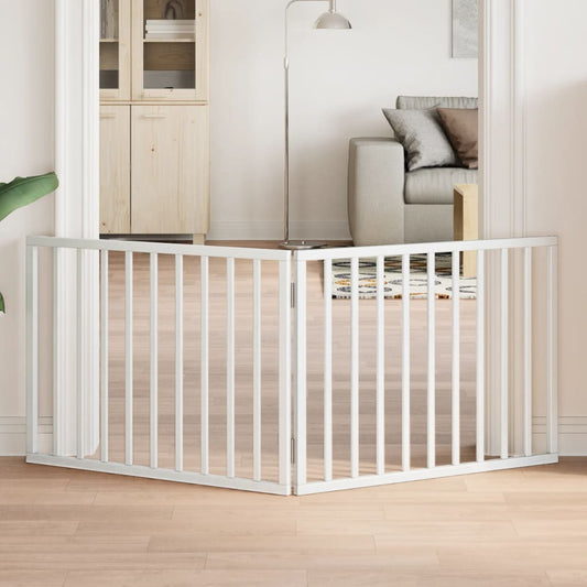 Brána pre psa skladacia 2 panely biela 160 cm topoľové drevo