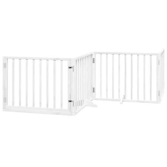 Brána pre psa s dverami sklad. 4pan. biela 320cm topoľové drevo