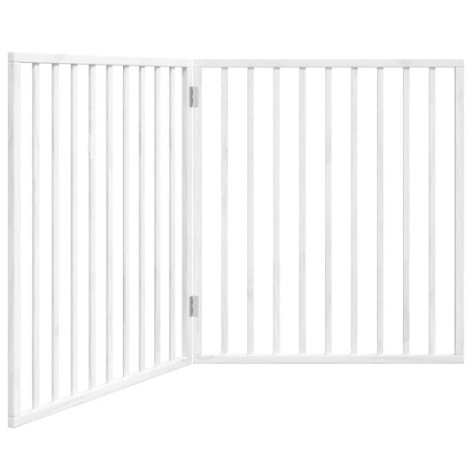 Brána pre psa skladacia 2 panely biela 160 cm topoľové drevo
