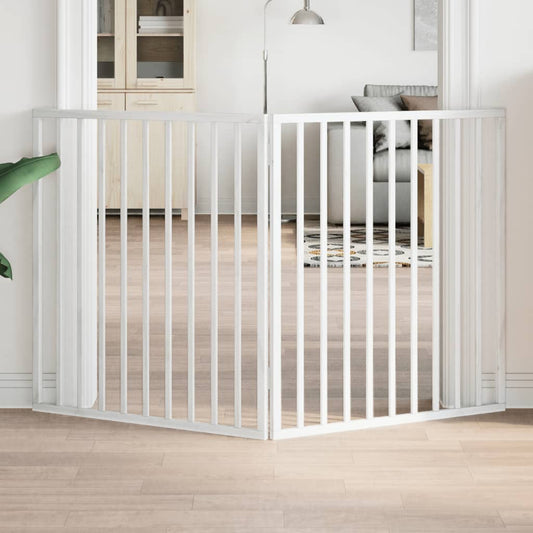 Brána pre psa skladacia 2 panely biela 160 cm topoľové drevo