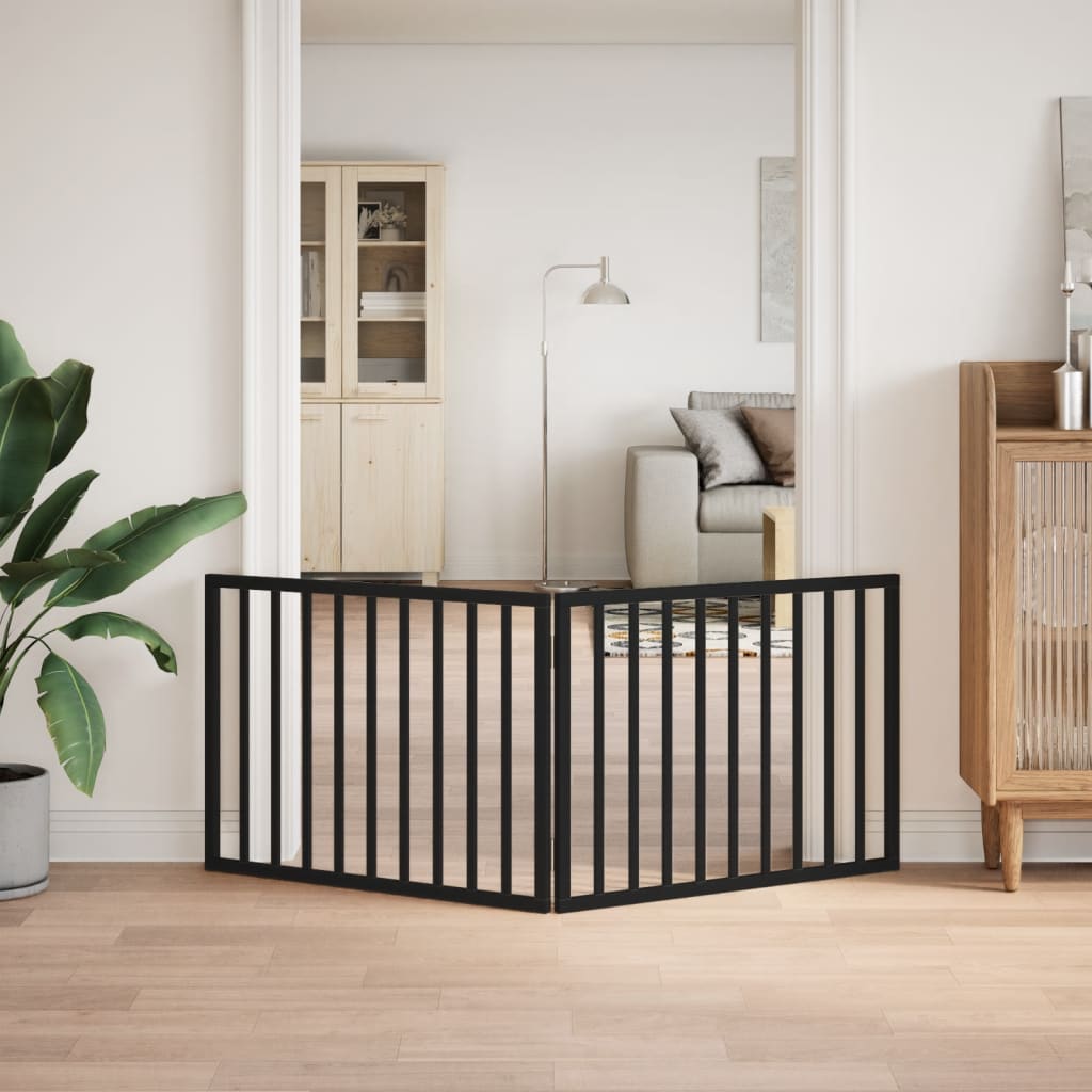 Brána pre psa skladacia 2 panely čierna 160 cm topoľové drevo
