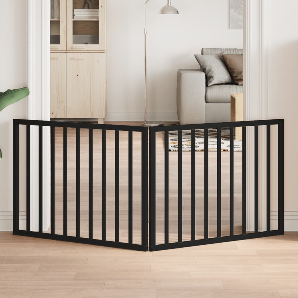 Brána pre psa skladacia 2 panely čierna 160 cm topoľové drevo