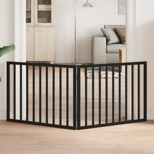 Brána pre psa skladacia 2 panely čierna 160 cm topoľové drevo