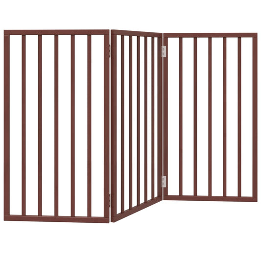 Brána pre psa skladacia 3 panely hnedá 150 cm topoľové drevo