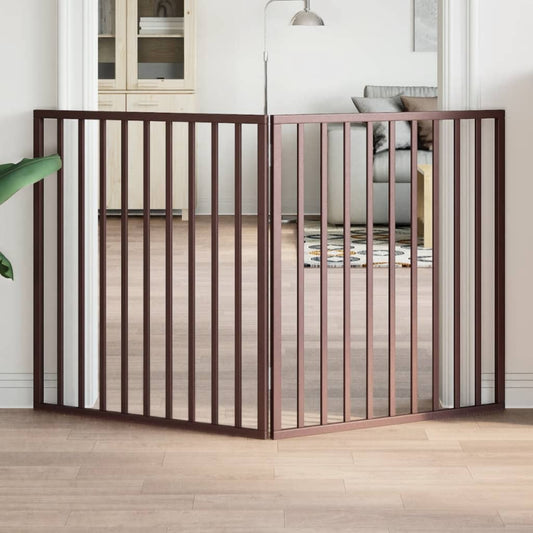 Brána pre psa skladacia 2 panely hnedá 160 cm topoľové drevo