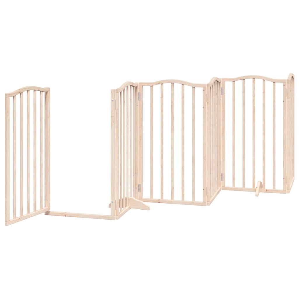 Brána pre psa s dverami sklad. 6 panelov 300 cm topoľové drevo