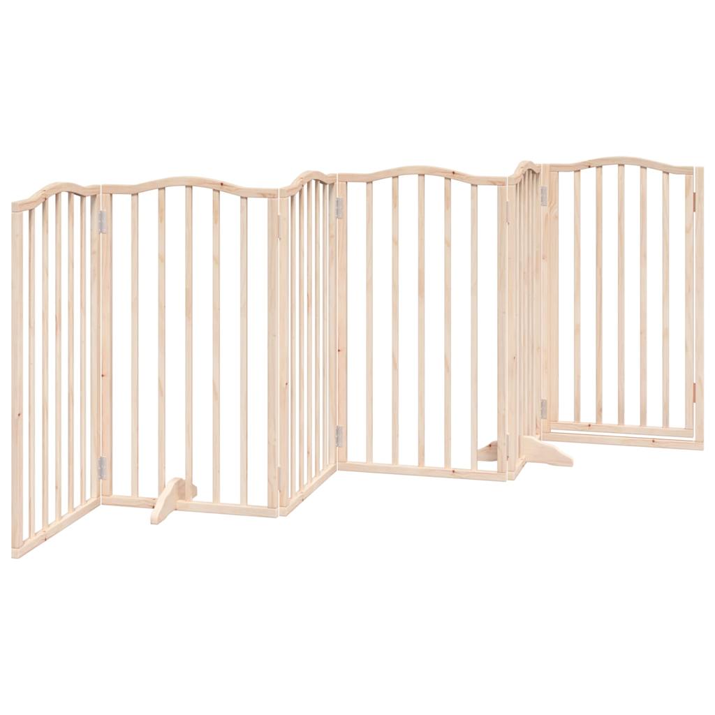 Brána pre psa s dverami sklad. 6 panelov 300 cm topoľové drevo
