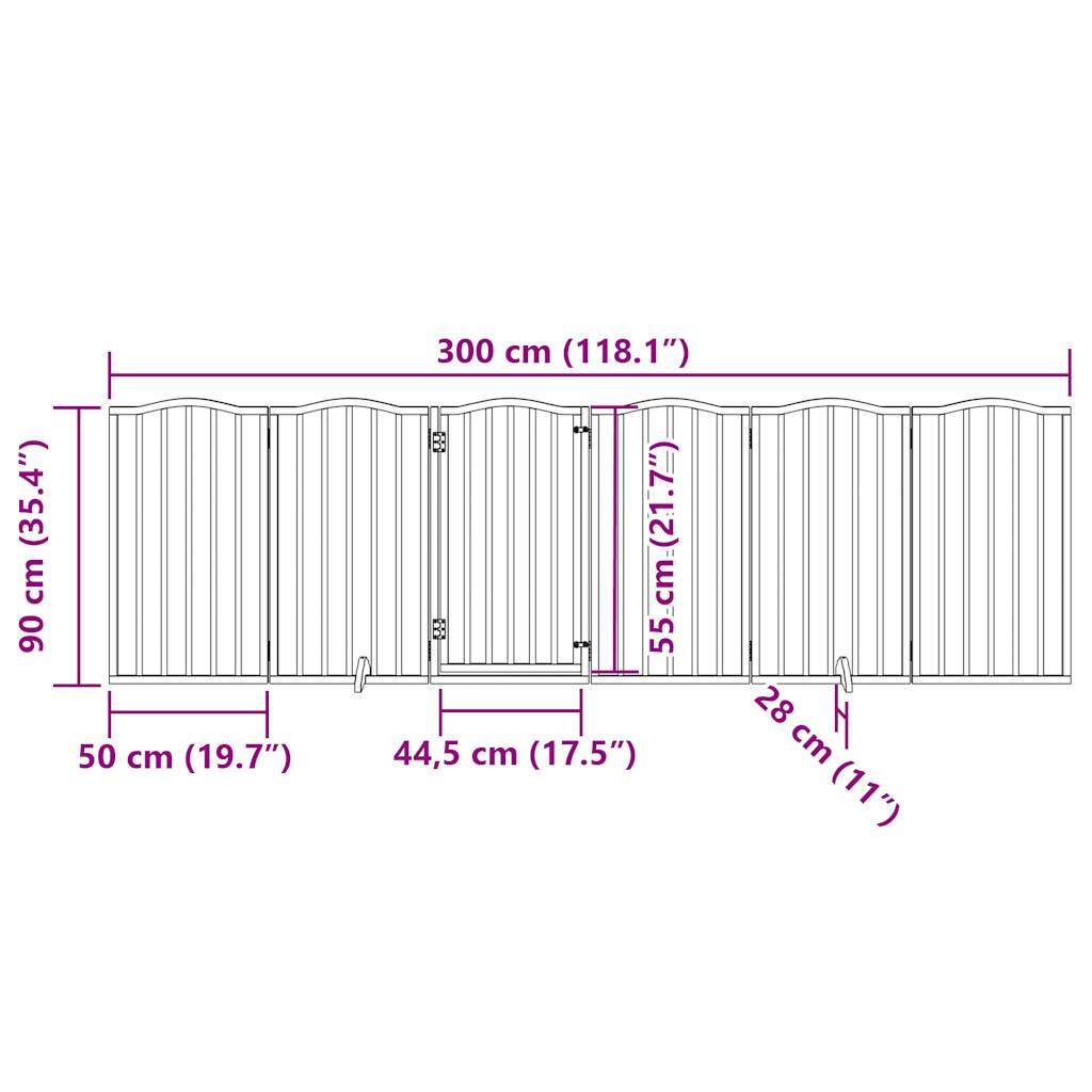 Brána pre psa s dverami sklad. 6 panelov 300 cm topoľové drevo
