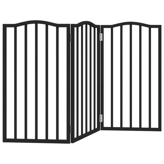 Brána pre psa skladacia 3 panely čierna 150 cm topoľové drevo