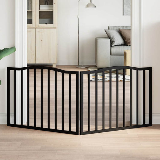 Brána pre psa skladacia 2 panely čierna 160 cm topoľové drevo