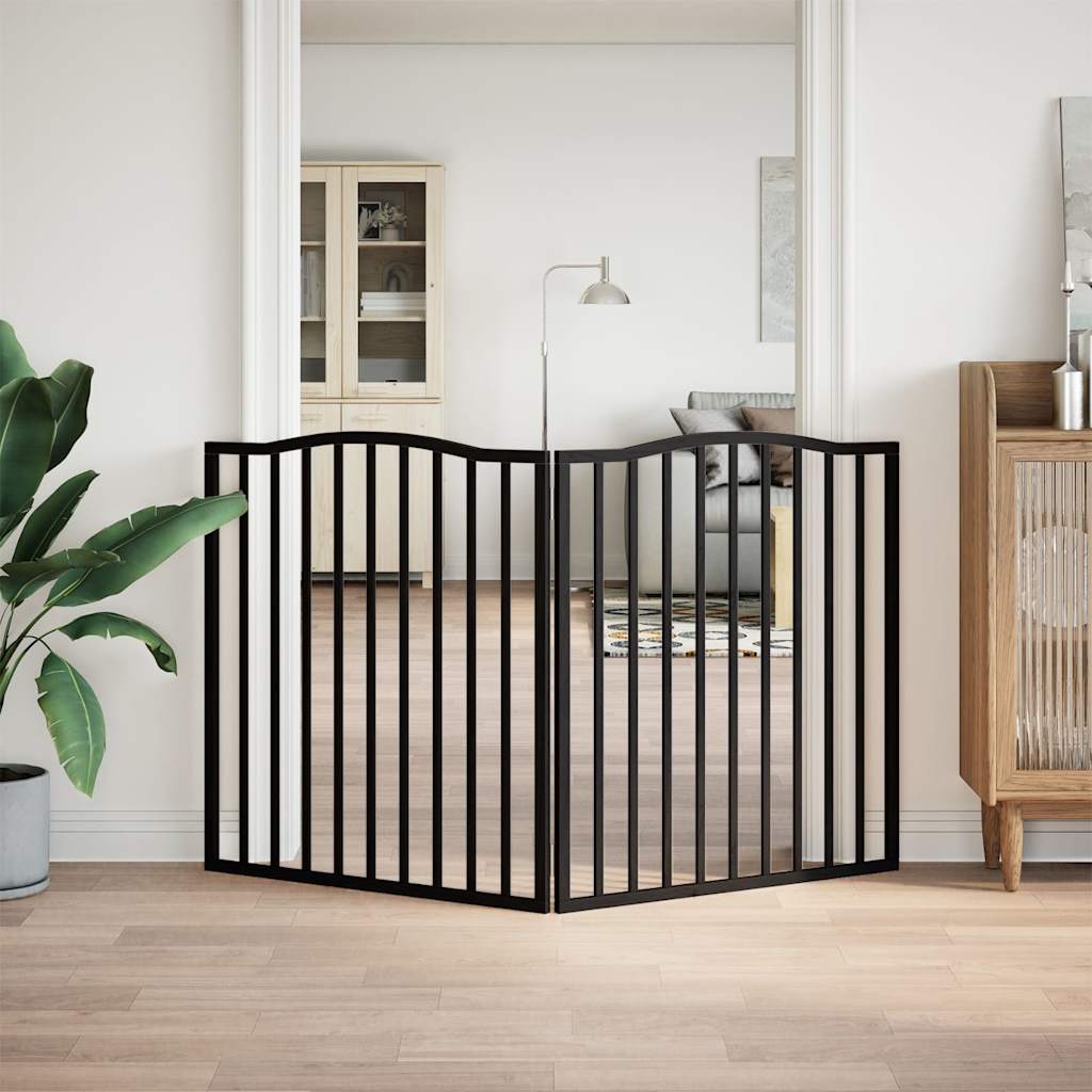 Brána pre psa skladacia 2 panely čierna 160 cm topoľové drevo