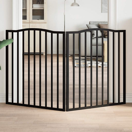 Brána pre psa skladacia 2 panely čierna 160 cm topoľové drevo