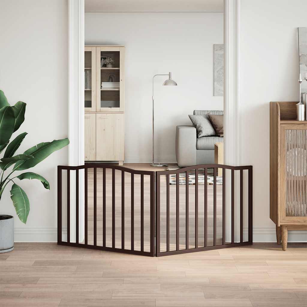 Brána pre psa skladacia 2 panely hnedá dub 160cm topoľové drevo