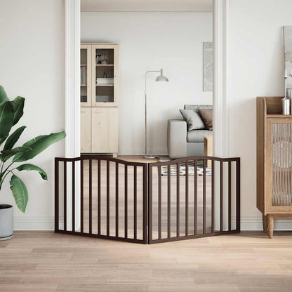 Brána pre psa skladacia 2 panely hnedá dub 160cm topoľové drevo