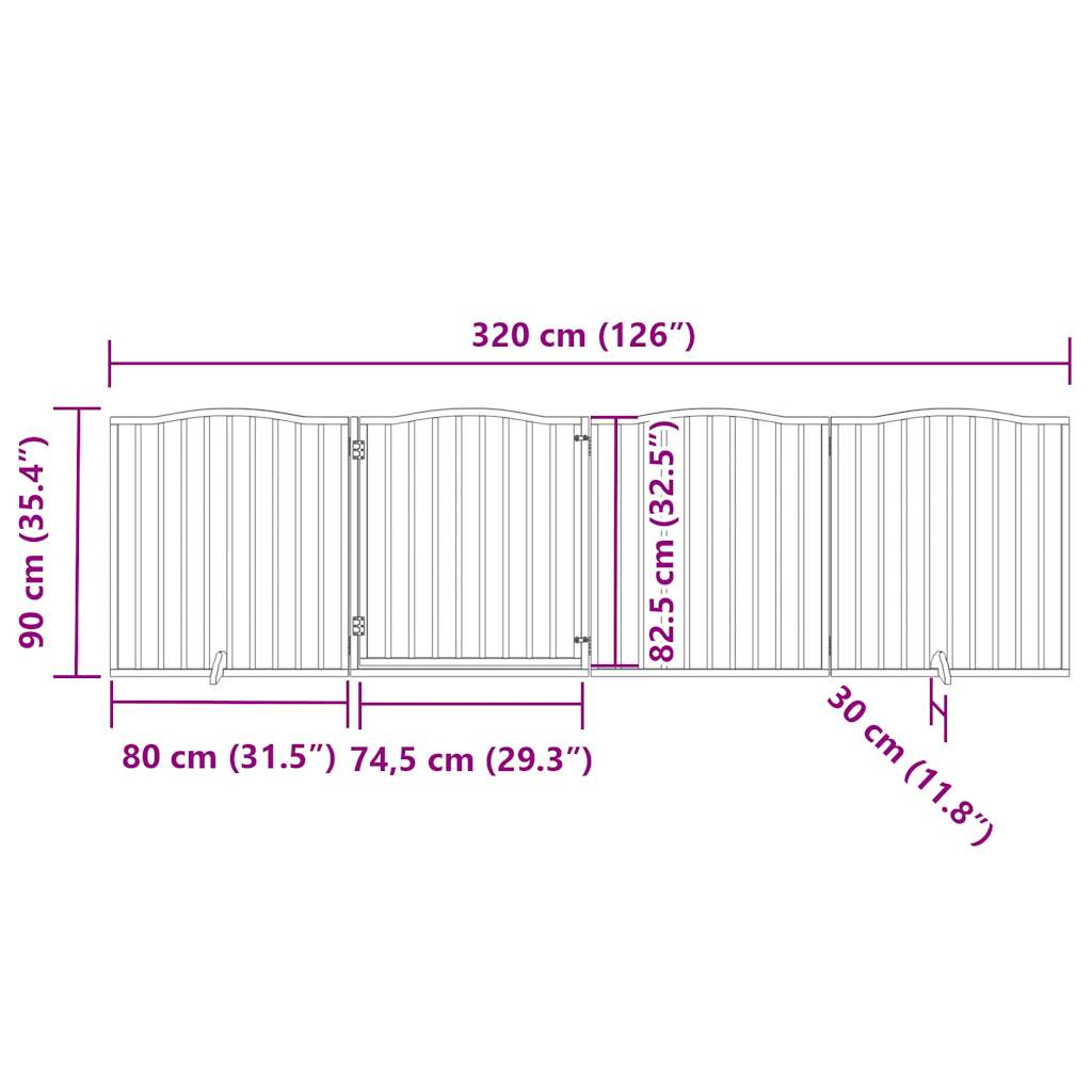 Brána pre psa dvere sklad. 4 panely 320 cm topoľové drevo