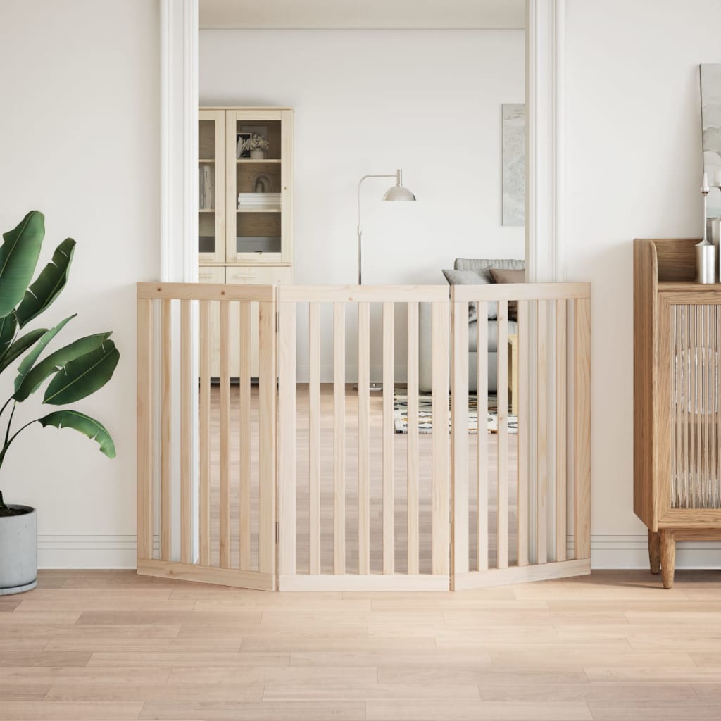 Brána pre psa skladacia 3 panely 150 cm topoľové drevo