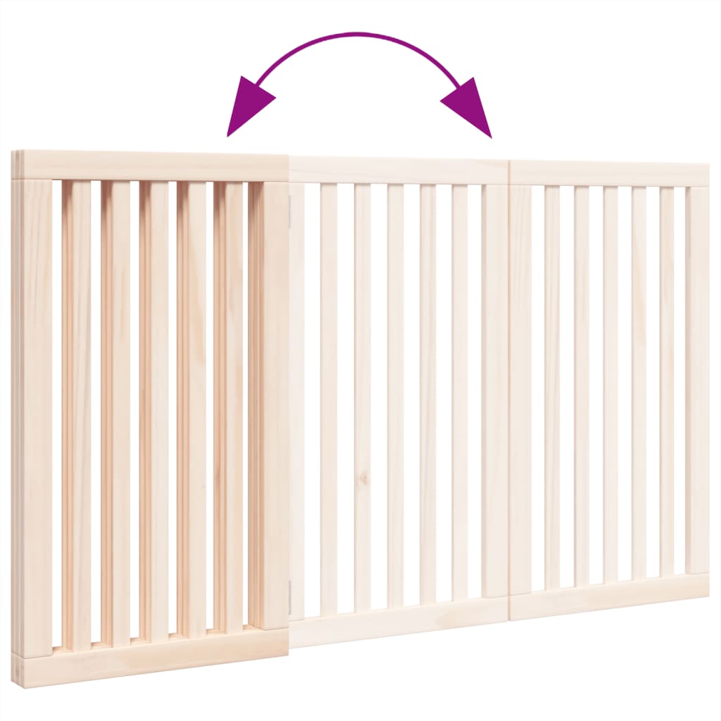 Brána pre psa skladacia 3 panely 150 cm topoľové drevo