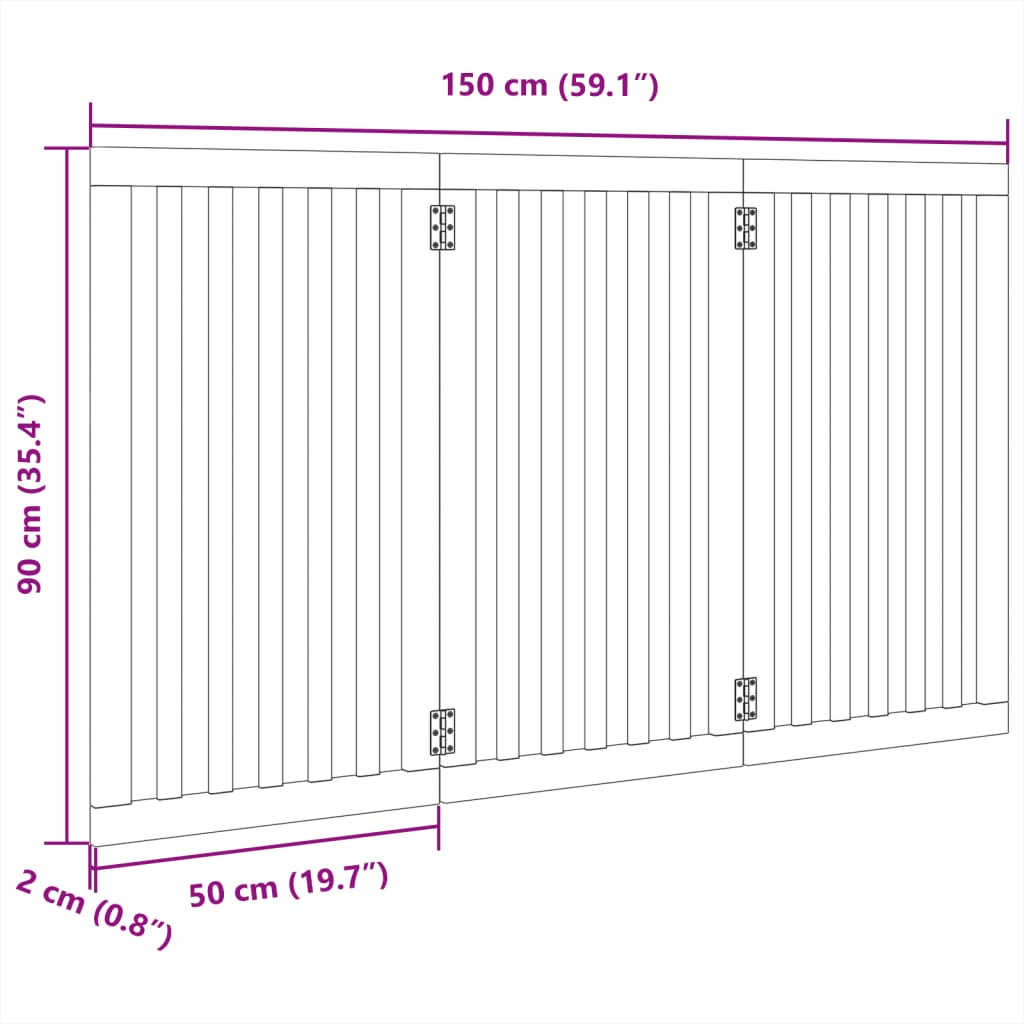 Brána pre psa skladacia 3 panely 150 cm topoľové drevo