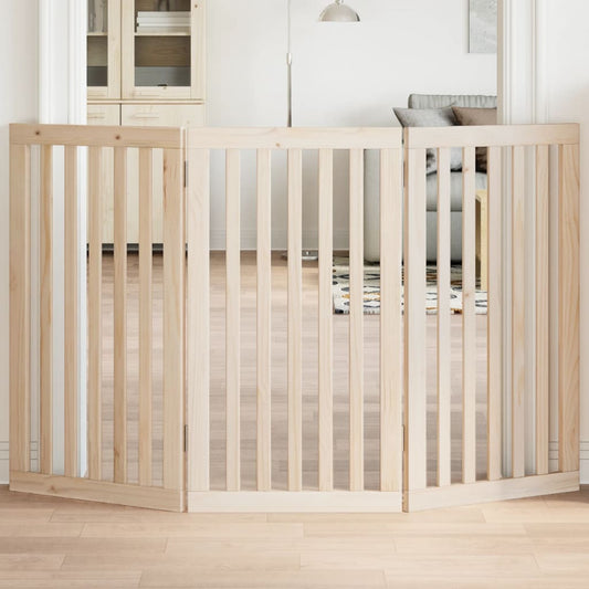 Brána pre psa skladacia 3 panely 150 cm topoľové drevo