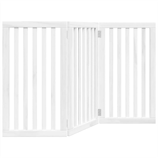Brána pre psa skladacia 3 panely biela 150 cm topoľové drevo
